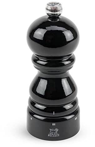 PEUGEOT - Salzmühle Paris u‘Select 12 cm - 6 voreingestellte Mahlgrade - Innovatives Zirlion-Mahlwerk für pulverfeines Salz - Aus PEFC-zertifiziertem Holz - Französisches Know-how - Schwarz lackiert