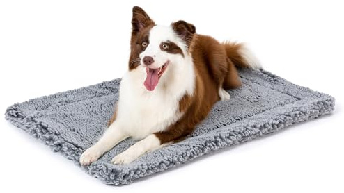 PELZIN Kausicheres Hundebett - Flauschige Chew Resistant Hundematte - Robuste Dog Bed für Starke Kauer - Waschbar, Ideal für Große Rassen & Passt für 92cm Box - 89x59x5cm, Anthrazit