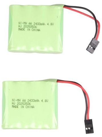 2PCS 4.8V 2400mAh AA NiMH Rechargeable Battery Pack with Hitec Connector, NiMH Battery for RC Car Truck Jumper Aircrafts RC Excavator Electric Toy, Remote Control Receiver