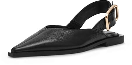 Steve Madden Women's Shay Ballet Flat, Black Leather, 3 UK