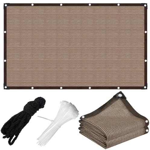Filet D'ombrage avec œillets - Toile Ombrage Exterieur 3x4m - 90% Protection Solaire - Filet d'ombrage pour Serre, Terrasse, Jardin, Plantes, Poulailler, Coupe-Vent, Perméable à l'eau - Café