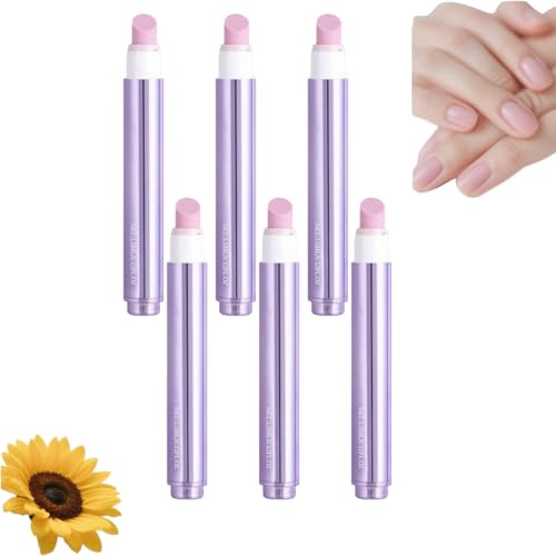 2-in-1-Nagelhautölstift für Nägel mit Keramikspitze, Nagelhautentferner & Pusher, Hydratation & Repair Nagelpflegestift für Hängenägel, trockene & beschädigte Nägel, stärken & nähren (6pcs)