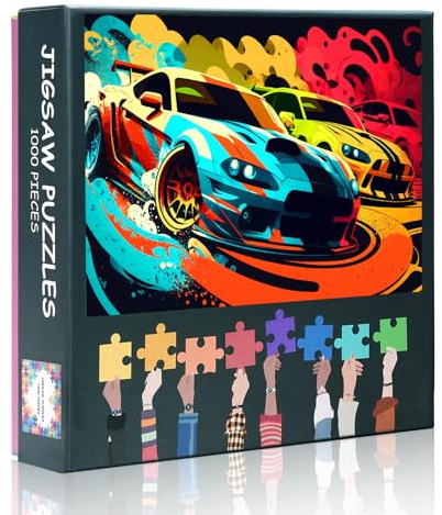1000 Teile Puzzle für Erwachsene: Rennwagen Kunst (50x70cm) - Auto Sport Car Illustration, Anspruchsvolles Sammler-Puzzle für Wohndeko & Premium Geschenke