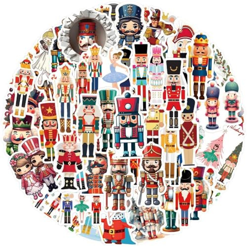 55pcs/set Nutcracker Christmas Stickers, Classical Ballet Theatre Stickers, Vinyl Waterproof Decals for Laptop Water Bottle Scrapbook Cars Guitar Skateboard, Teens and Adults