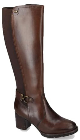 Valleverde 17206 Stivali Donna in Pelle, Marrone, Tacco 5 cm, Cerniera Laterale, Fibbia Decorativa (Marrone, 36, Sistema Taglie Calzature EU, Adulto, Donna, Numero, Media, 36)