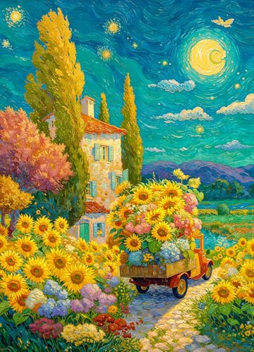 Sunflowers Puzzle 500 Teile Erwachsene | Große Plakate enthalten, Staubfrei, fertige Größe 49×35cm, Rückseite keine Buchstaben Hinweise, Familie Indoor Aktivität