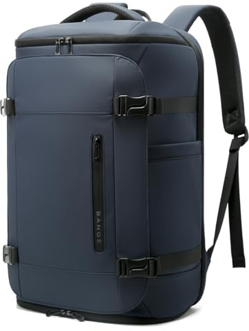 BG FUTURE AESTHETICS Travel Backpack with Shoe Compartment, Weekend Business Hand Luggage, Flight Approved Cabin Luggage, Lightweight and Waterproof for 15.6-17.3 Inch Laptop, Blue, L, Business