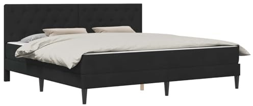 vidaXL Bettgestell mit Matratze mit Kopfteil Schwarz 180 x 200 cm Samt, Stylische Schlafzimmermöbel, modernes Bett mit Matratze, weicher Rahmen, rechteckiges Design, einfacher Aufbau