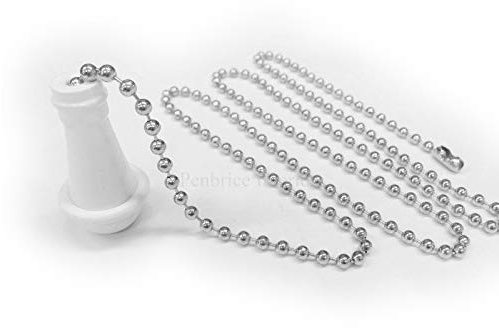 Penbrice Interiors White Traditional Cord Pull with Silver Metal Non Rust Chain Light & Fan Bathroom Weight