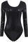 TiaoBug Damen Glänzend Ballettanzug Langarm Ballett Trikot Tanz Body Metallic Turnanzug Gymnastikanzug Dancewear Schwarz S