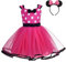 Lito Angels Vestito Costume Minnie per Bimba Bambina con Cerchietto, Taglia 9-12 Mesi, Rosa Caldo Pois (Etichetta in Tessuto 90)