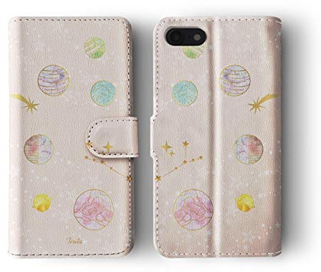 Tirita Wallet Leather Flip Phone Case Compatible with iPhone 11 Pro PRINTED GLITTER, NOT REAL GLITTER Space Stars Moon Planets Baby Pink Gold Constellation