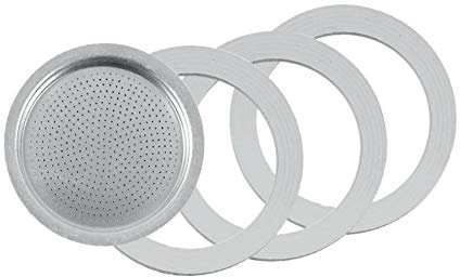 Tredoni 3 Sellos/Anillos Goma +Filtro -Reemplazo- Tamaño 3 Tazas Cafetera Espresso Olla Moka- 6,5cm (3 Tazas)