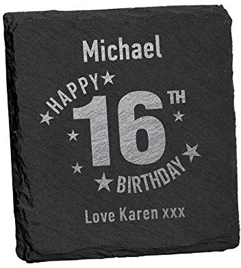 EDSG Personalised Engraved Slate Coaster | Custom Birthday Gift for Mum Dad Grandma Grandad Uncle Aunt Friend | Cup Mat Mug Coaster Table Place Mat Home Decoration (Star Pattern)