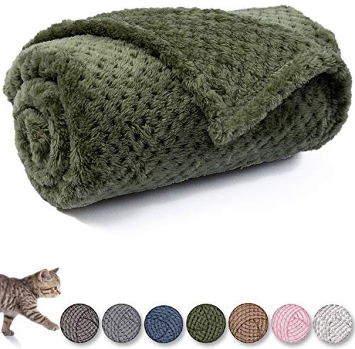 Hundedecke oder Katzendecke oder Haustierdecke, warme weiche flauschige Decken für Welpen, kleine, mittelgroße und große Hunde oder Kätzchen, Katzen, Reisen (L/101.6x121.9 cm, dunkelgrün)