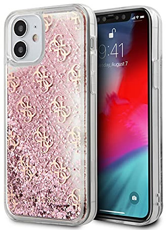 GUESS GUHCP12SLG4GSPG4G Liquid Glitter Case for iPhone 12 Mini 5.4 Inches Pink