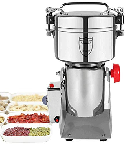 Mulino per Cereali Elettrico, Mulino per Grano Pepe in Grani Acciaio Inox Grinder Erba Multifunzione Professionale Macina per Spezie Cereali per Home/Commerciale