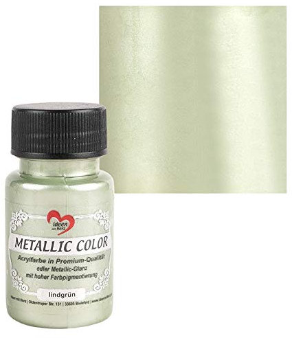 Ideen mit Herz Peinture acrylique de qualité supérieure avec brillance métallique et haute pigmentation des couleurs - 50 ml (vert citron)