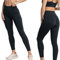 Snocks Sexy Sport Leggings Damen Gr. M I Lange Sport Leggings Mädchen für jeden Körpertyp I Booty Po Hintern betonend I Eng anliegend I Shape Sport Leggings mit Handytasche I Schwarz