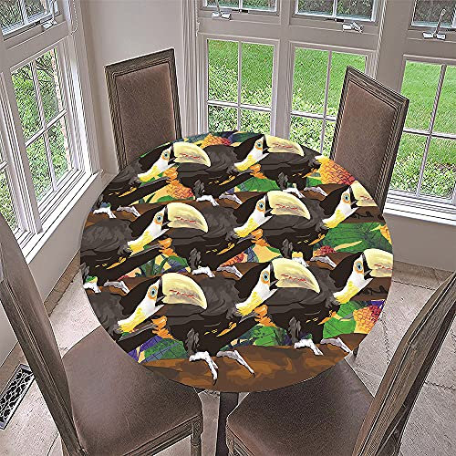 FANSU Runde Tischdecke Garten Abwaschbar, 3D Motiv Serie Polyester Fleckschutz Tischdecken Größe wählbar für Gartentisch, Outdoor in Kiche, Haushalt & Wohnen (Tukan,Durchmesser 140cm)