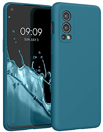kwmobile Cover per OnePlus Nord 2 5G Custodia - Back Case per Smartphone in Silicone TPU - Protezione Gommata - petrolio matt