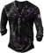 Mens Henely Shirts Vintage Distressed Tops Button Up Blouse Long Sleeve Casual Tee Shirts S Black
