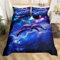 feelingyou Delfine Bettwäsche-Set,Schönes Ozeantier Bettwäsche Set 135x200cm,Lila Blaue Planeten Betten Set für Kinder Jungen Mädchen Teenager 2St.Reißverschluss Mikrofaser