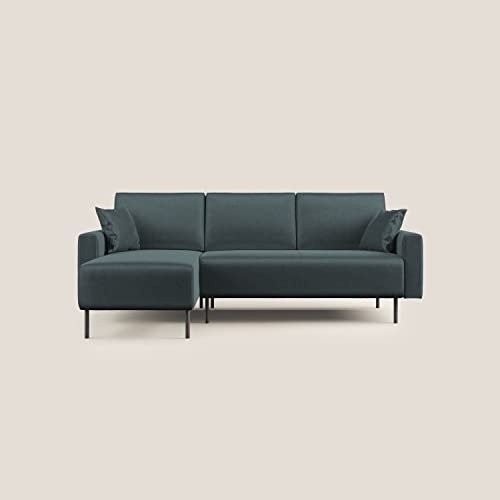 Divani.Store Schlafsofa, Wildleder, Petrol, Sinistro