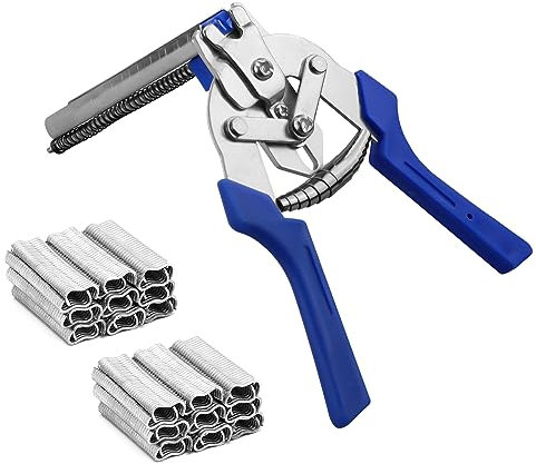 Clamp Hog Ring Pliers, Rapid Fence Plier with 600pcs M Clips, Installation Repair Hand Tools for Animal Pet Cages, Fencing