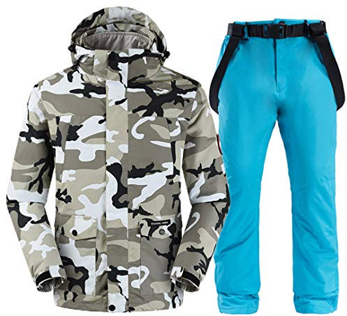Saeohnssty Outdoor-Herren-Snowboard-Jacken und -Hose, Tarnmuster, wasserfest, winddicht, Snowboard-Jacken und -Hose, Skifahrer-Set, Farbe: 11 l