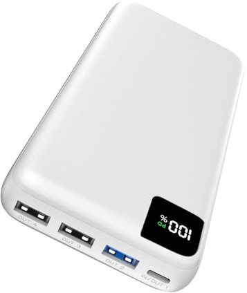 Power Bank 27000mAh Externer Akku - Bilivein Powerbank 22,5W Schnelles Aufladen Tragbares Ladegerät, PD USB C Input & Output mit LED Display für iPhone 16/15/14/13/12 Pro/Pro Max Serie Tablet (weiß)
