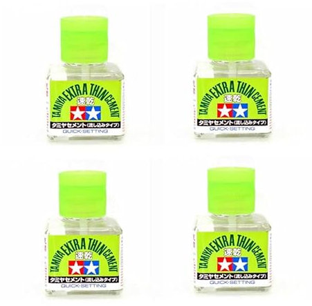 FOUR PACK - Tamiya 87182 Extra Thin Liquid Cement Adhesive Quick Set (40ml)