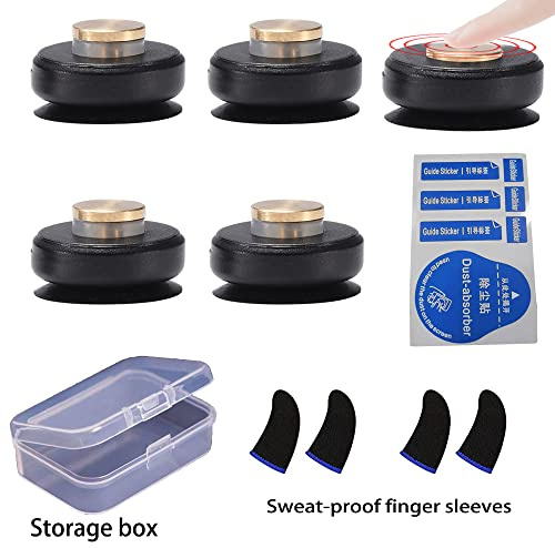 9 Pieces Mobile Phone Game Joystick Kits, 5 Touch Screen Game Control Joypad PUBG Trigger and 4 Gaming Finger Sleeves, Mobile Game Controller with Anti-Sweat Thumb Sleeves for Phones Tablets