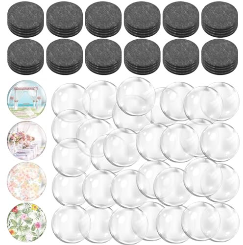 96 Stück Bastelmagnete, Glas-Magnet mit selbstklebender Rückseite und transparenten Klarglas-Cabochons für Bastelarbeiten, Kühlschrankmagnete (rund, 2,5 cm)