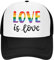 LGBTQ Trucker Hut, Verstellbare Mesh Gay Pride Regenbogen Baseball Cap, Outdoor Angelmütze für Männer und Frauen, Schriftzug „Love is Love“, Einheitsgr��e