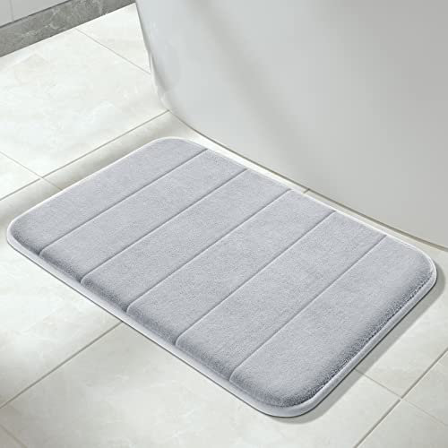 Yimobra Badematte rutschfest, 61 x 43 cm, Super Wasseraufnahme, Dick, Maschinenwaschbar, Leicht zu Trocknen Badezimmerteppich – Silber