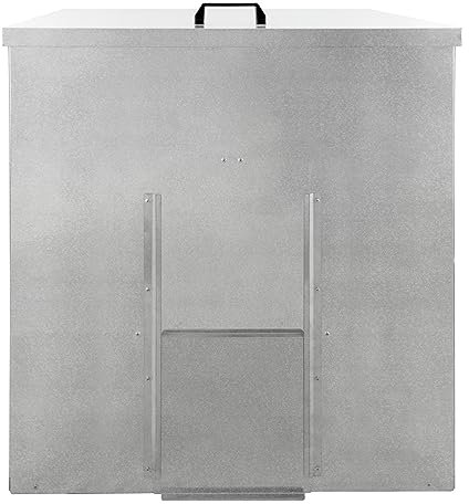 Carbonera 250kg 390L de Acero Galvanizado Inoxidable a Prueba de Roedores Almacenamiento Combustible Depósito de Carbón Leñero Almacén con Puerta Corredera Tapa Abisagrada y Pala de Carbón GRATIS