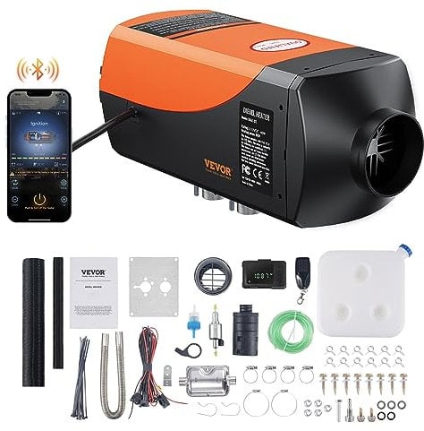 VEVOR Luft Dieselheizung Standheizung 12 V 8 kW, Luftheizung Air Diesel Diesel Standheizung Lufterhitzer, 0,16–0,62 L/Std. Dieselheizung mit LCD-Display & Fernbedienung & Bluetooth-APP