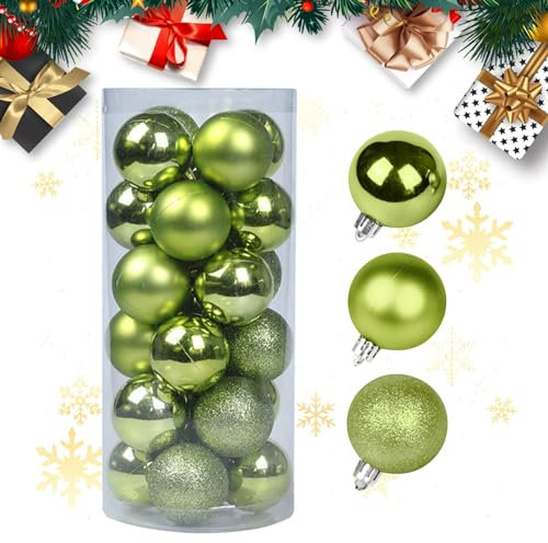Weihnachtskugeln Kunststoff Weihnachtsdeko 24 Stück Weihnachtskugeln Set Christbaumschmuck 6cm Christbaumkugeln Weihnachtsdeko Weihnachtsbaum Kugeln Weihnachtsbaumkugeln Weihnachtsbaum (Grün)