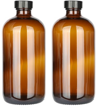 Magic Season Boston Round Glass Bottles (Amber / 480 ml Caps / 2 Pcs)