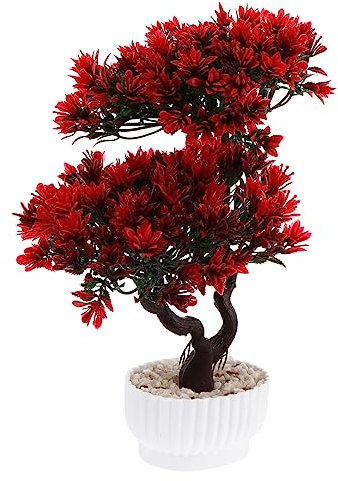 Künstlicher Bonsai Baum Rot für Wohnzimmerdekoration aus Kunststoff