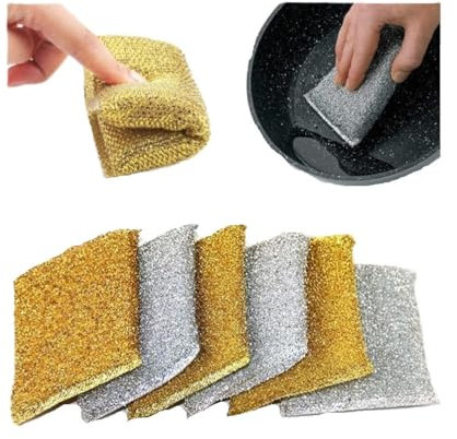 6 Non Scratch Scouring Pads Non Stick Friendly Sponge Clean Dishes Wash Up Scrub