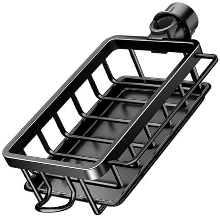 HERCHR Schwammhalter über Dem Wasserhahn, Küchenspüle, Caddy-Organizer, Abnehmbarer Hängender Wasserhahn-Abflussregal, Wasserhahn-Schwammhalter Für Küchenspüle(Schwarz)