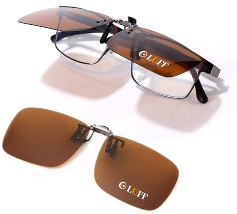 LUFF Polarisierte Unisex-Clip auf Sonnenbrille für verschreibungspflichtige Brillen-gute Clip-Stil Sonnenbrille für Myopie Brille im Freien/Fahren/Angeln (flip up style)