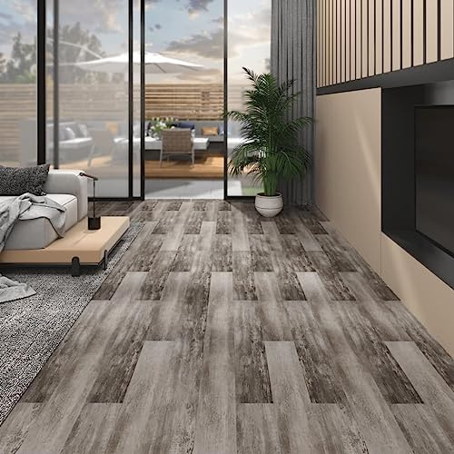LXYZWRW Building Materials Non Self-adhesive PVC Flooring Planks 5.26 m² 2 mm Matt Wood Brown Flooring & Carpet
