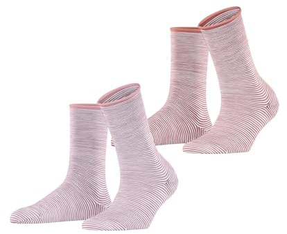 ESPRIT Damen Socken Allover Stripe Multipack W So Baumwolle gemustert 2 Paar, Mehrfarbig Pink Red 0230, 39-42