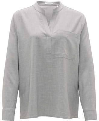OPUS Damen Langarmbluse | Tunikabluse FANELL Regular aus weichem Flanell Hazy Fog Melange, 38