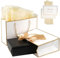 2 Stück Geschenktüten Set, Papiertüten mit Henkel, Geschenktaschen mit Grußkarten und Seidenpapier, Weiß Geschenk Tüte mit Goldrand, Gift Bag, für Geburtstag, Partys usw.(28x20x10cm)