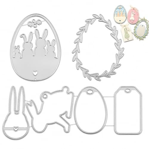 CSVZKIAY Fustella in Metallo a Forma di Coniglio Pasquale, Fustelle Pasquali Big Shot Offerta - Set di 3 Porta Ovetti Pasquali per Big Shot, Ideale per Decorazioni e Regali di Pasqua