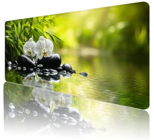 Tappetino Mouse xxl 800x400 Tappetino Mouse Zen Tappetino Scrivania Tappetino Mouse Gaming Orchidea Bordi Cuciti Tappetino per Mouse Grande, Base in Gomma Antiscivolo Mouse Pad per Ufficio,Casa,L-39